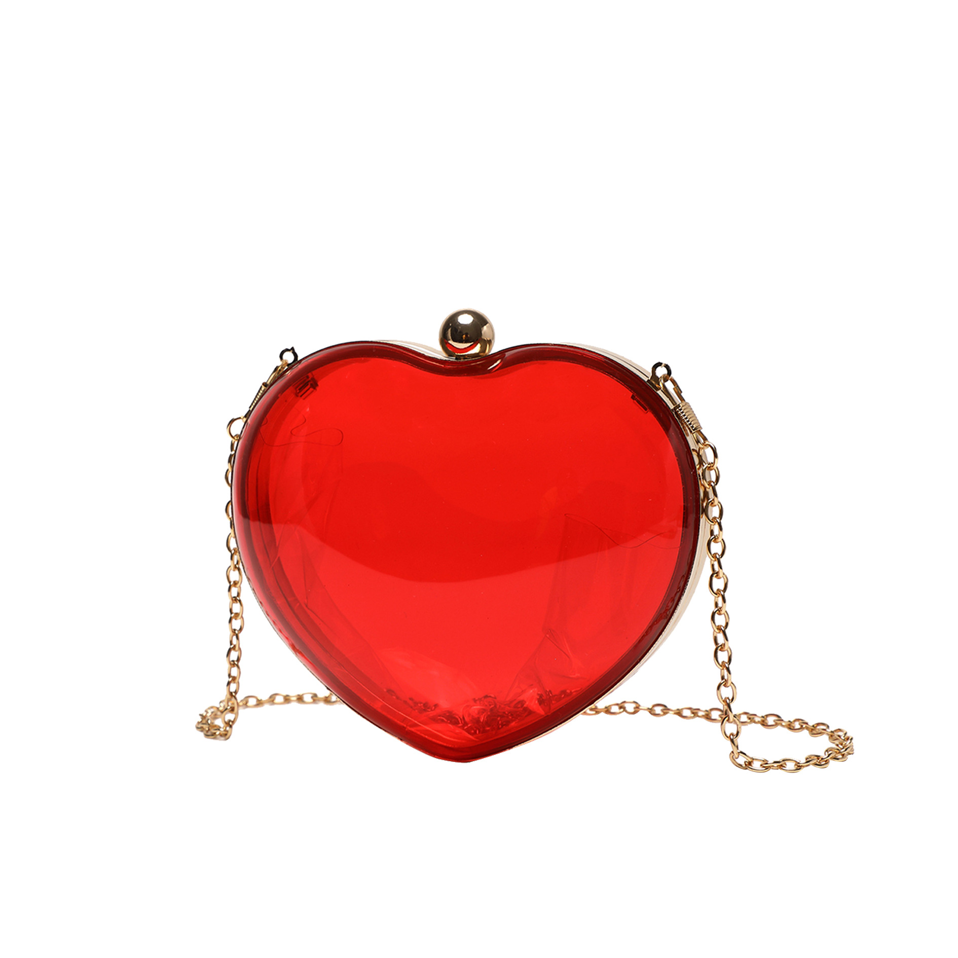 Chain Crossbody Quilted - ディナーバッグ アクリル製 ミニ ラブ クラッチバッグ 透明