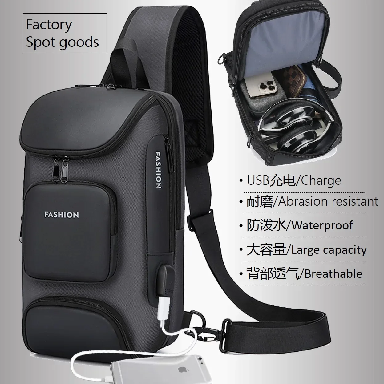 Luxury Bags China Wholesale - 男性用クロスボディチェストバッグ,防水ショルダーバッグ,盗難防止,カスタムデザイナー,高級ファッション,高品質,工場卸売