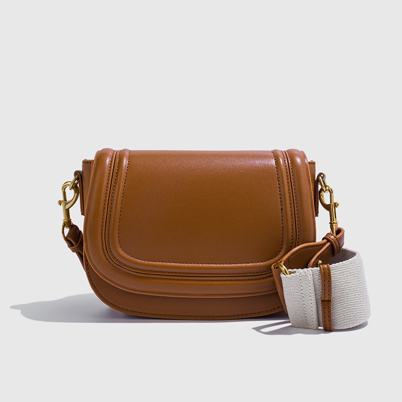 Luxury Bags Vegan Leather - ミニマリストステッチサドルクロスボディバッグ レディース ラグジュアリービーガンレザー レトロショルダーバッグ エレガント デイリー