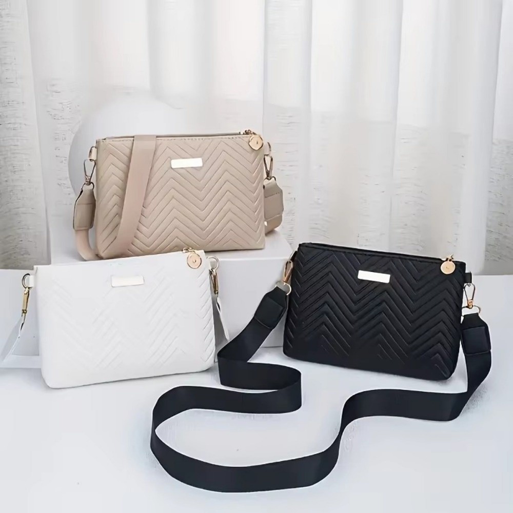 Chain Crossbody Quilted - ミニマリスト キルティング チェーン クロスボディバッグ PU 無地