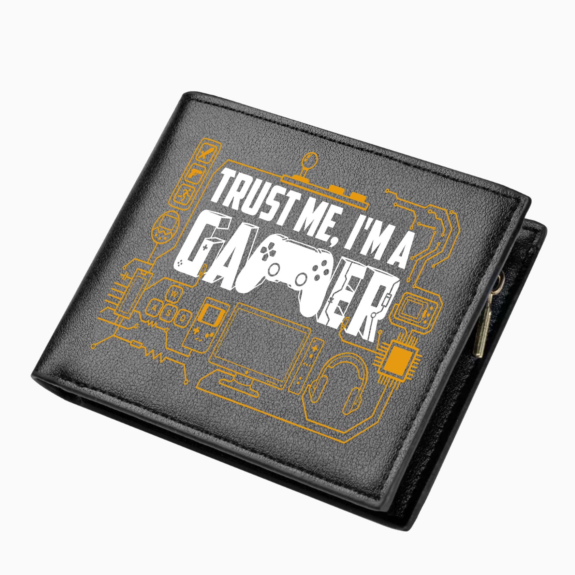 Luxury Bags Gr - 「ゲーマー」漫画デザイン印刷メンズブラック PU レザーショート高級財布 ID カードホルダージッパー小銭入れ現金小さなクラッチバッグ