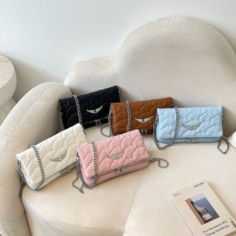 Chain Crossbody Quilted - 2026年新作キルティングチェーンクロスボディバッグ、シルバーウィングディテール付きレディースファッションショルダーバッグ