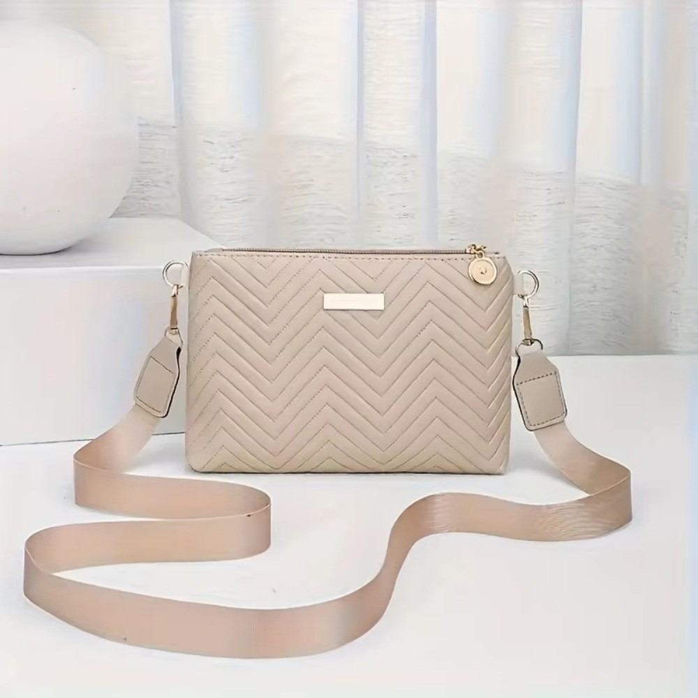 Chain Crossbody Quilted - ミニマリストキルティングチェーンクロスボディバッグ PU ウェーブパターン長財布ソリッドカラー軽量日常用ハンドバッグ女性用