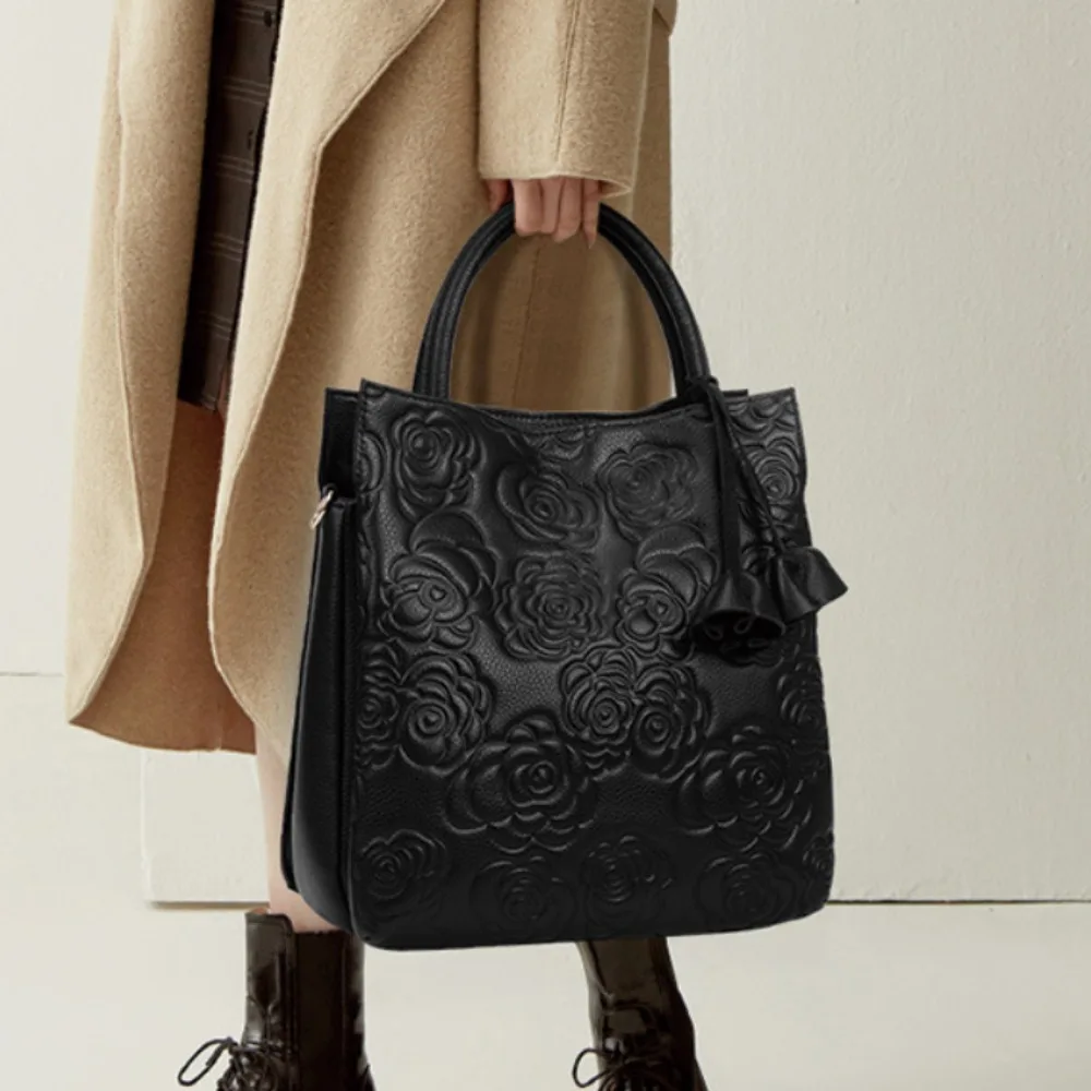 Luxury Bags Vegan Leather - 軽やかな高級感漂うエレガントなレトロ風レディース大容量花柄ハンドバッグ、ファッショナブルなヴィーガンレザーハンドバッグ、レディース財布