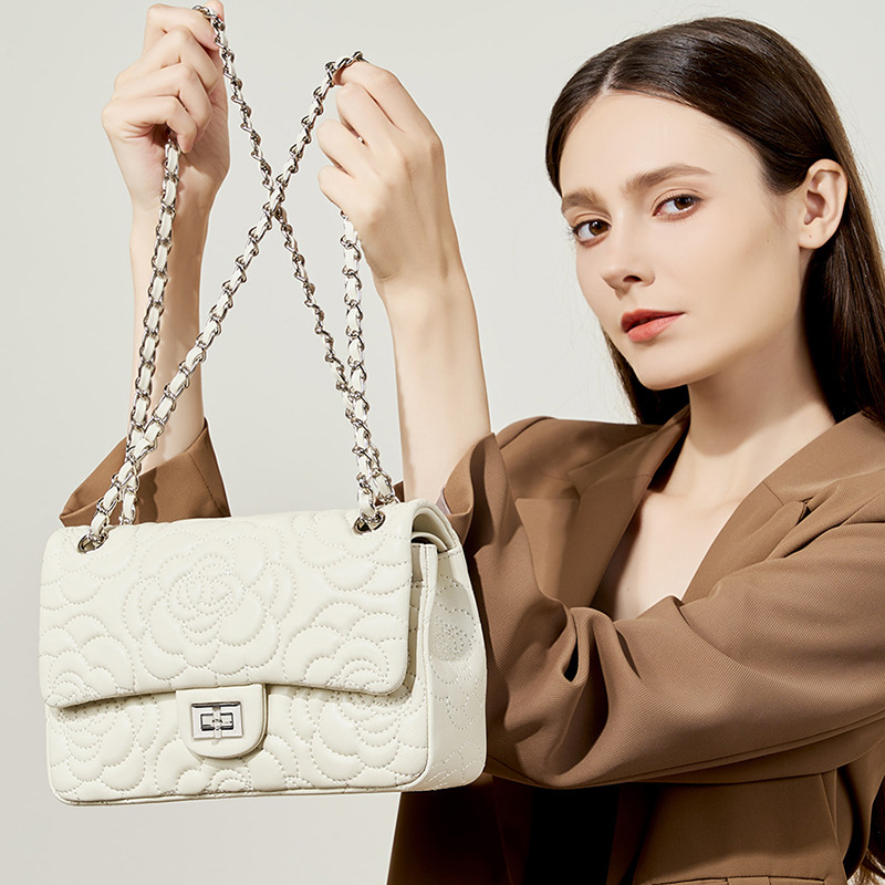 Chain Crossbody Quilted - トップグレインハイランドラムスキンショルダーバッグ本革キルティングクロスボディパース高級デザイナーチェーンストラップ高品質トート
