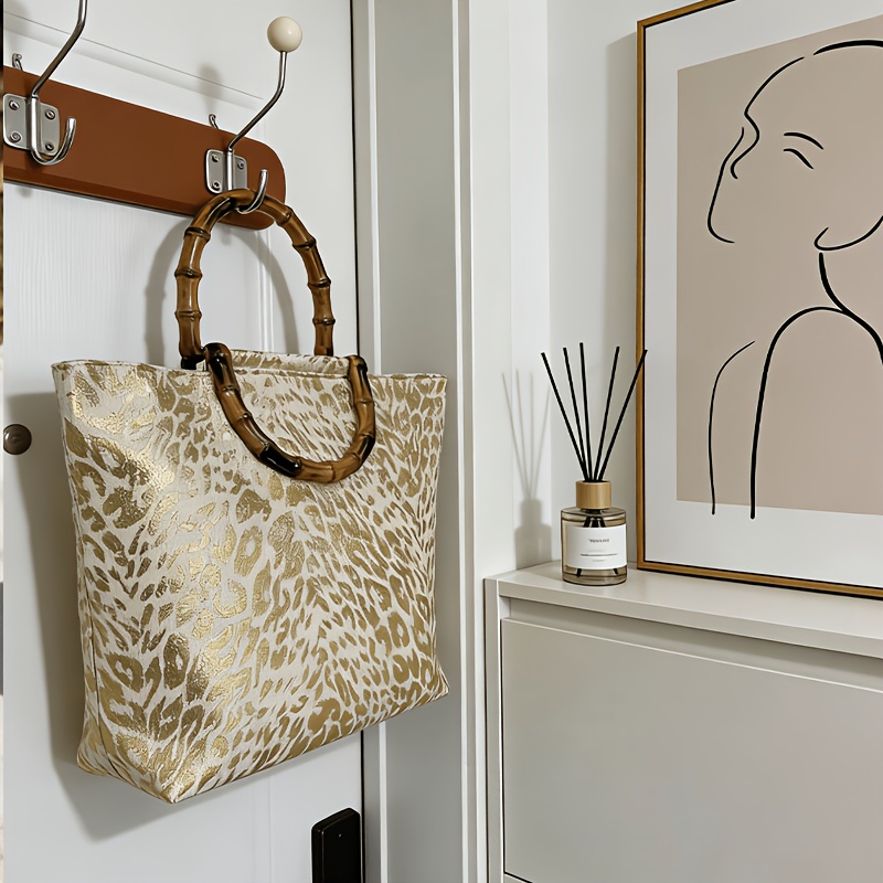 女性用大容量金箔リーフトートバッグ、竹製ハンドル軽量高級ヴィ - Xl Luxury Bags のレビューと価格