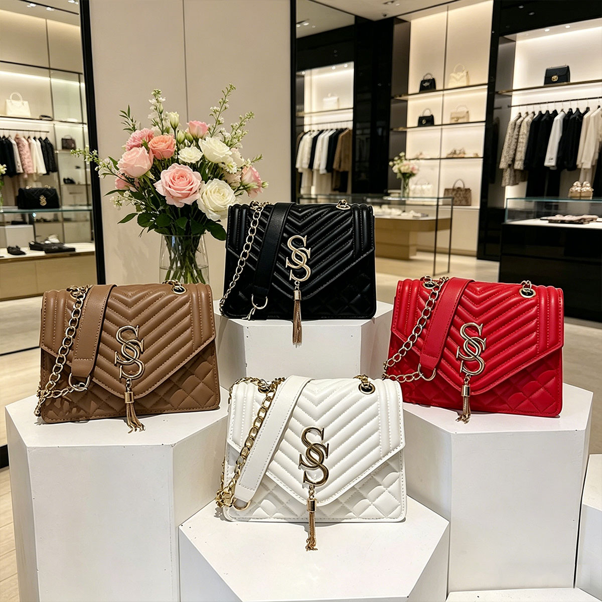 ライトラグジュアリーエレガントアーガイルキルティングチェーン - Chain Crossbody Quilted のレビューと価格