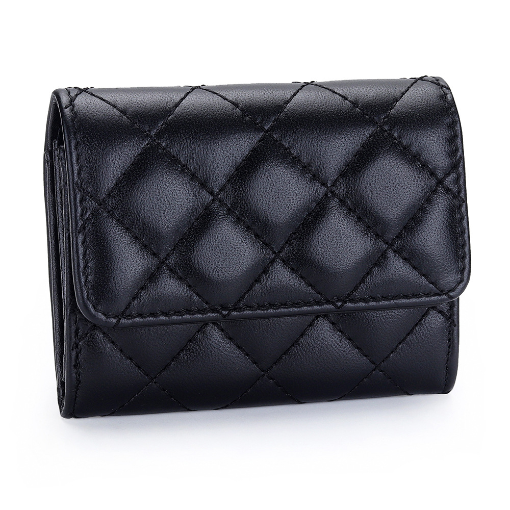 羊革キルティングカードホルダー レディース 二つ折りレザー  - Luxury Bags Names のレビューと価格