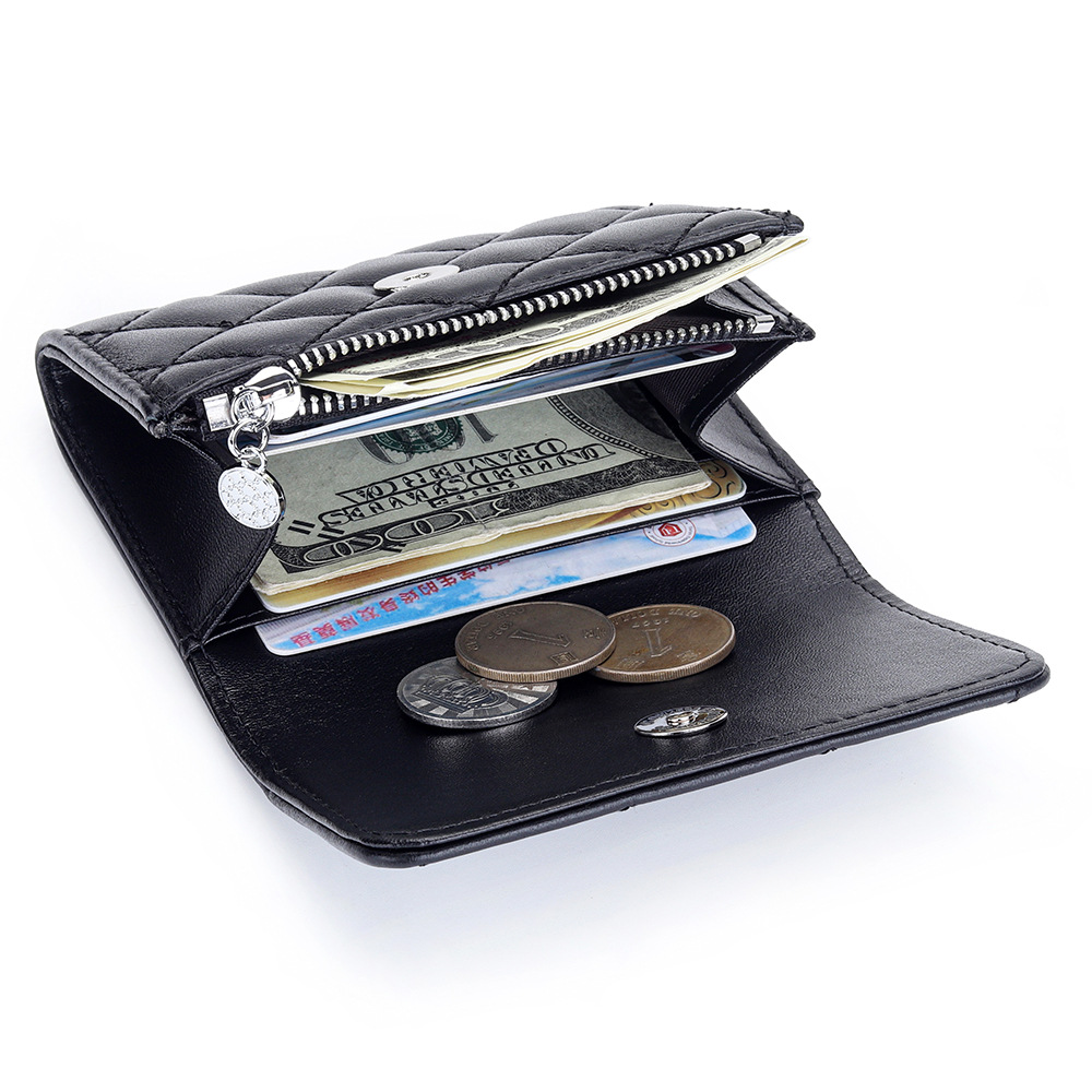 羊革キルティングカードホルダー レディース 二つ折りレザー  - Luxury Bags Names のレビューと価格